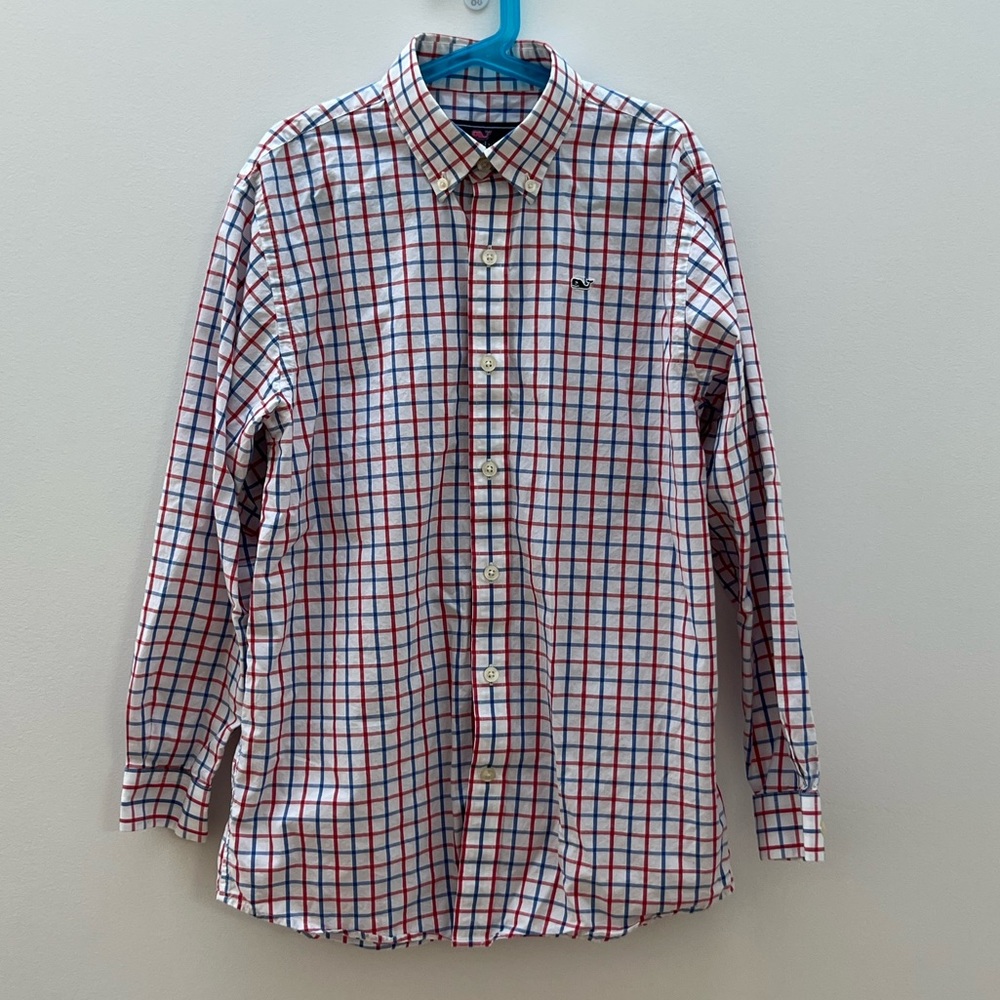 Like New Whale Shirt Button Down Vineyard Vines 100% Cotton Boys Medium - Picture 9 of 9